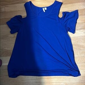 Women's Blue Cold Shoulder Top